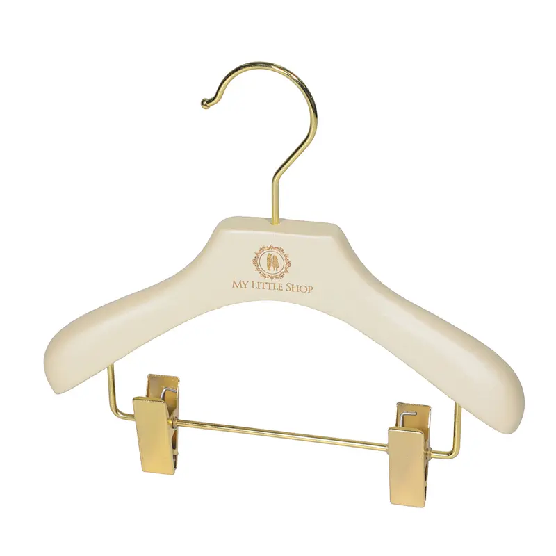 YT pearl white luxury wholesale wood baby kids clothes hanger for coat