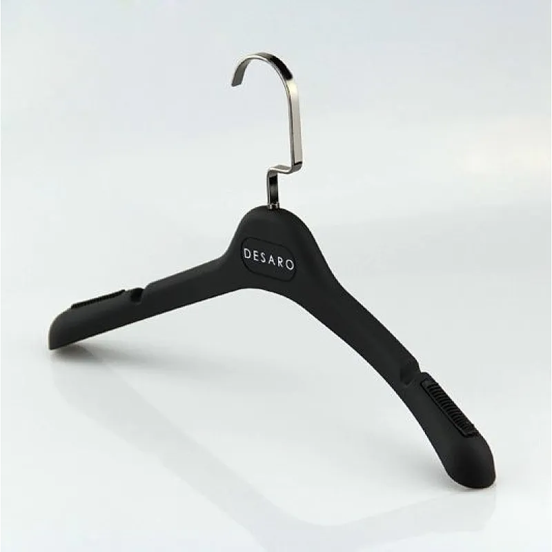 YT black soft touch rubberized plastic clothes hanger for women coat shirt