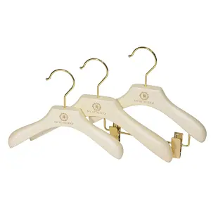 YT pearl white luxury wholesale wood baby kids clothes hanger for coat