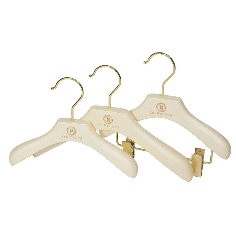 YT pearl white luxury wholesale wood baby kids clothes hanger for coat