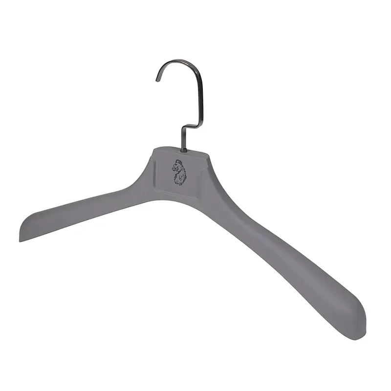 YT grey color wholesale plastic clothes hanger top plastic hanger with pants clips hanger