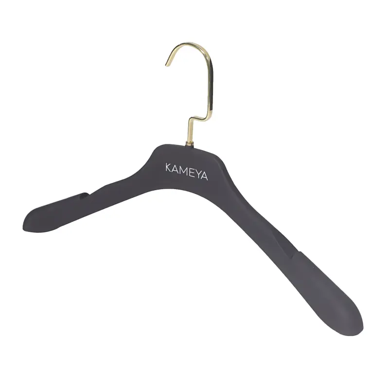YT black men and women clothes hanger rubber surface plastic top hanger