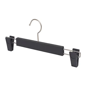 YT cheap black plastic top clothes hanger and plastic pants hanger