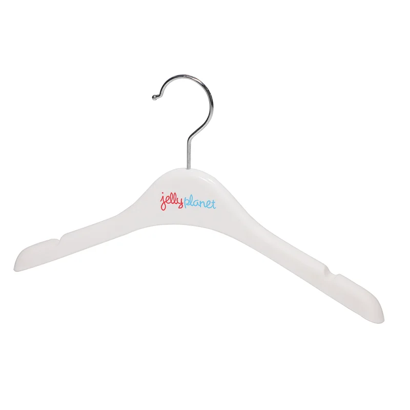 YT white plastic clothes hanger for baby and kids with customized logo