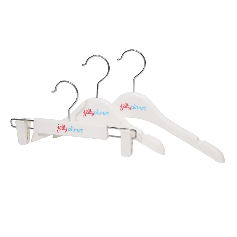 YT white plastic clothes hanger for baby and kids with customized logo