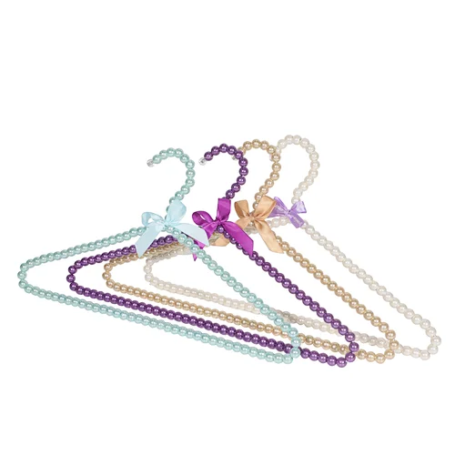 YT plastic pearl clothes hanger delicate pearl hanger with customized logo bow