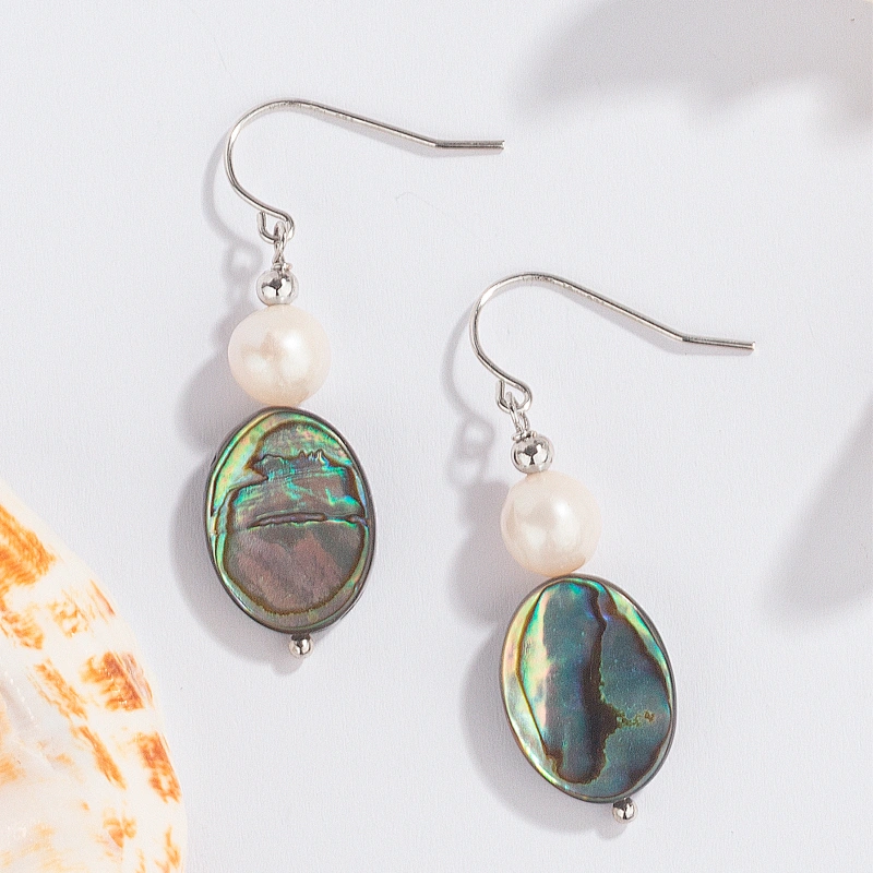 Handmade abalone shell drop earrings manufacturer-Beretta