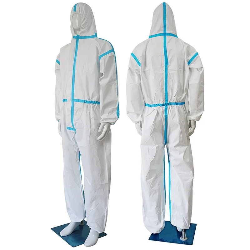 ppekit Einweg-Hazmat-Anzug-Overall PPE-Set-Anzug wasserdichter chemischer medizinischer Einweg-Arbeitsgesichts-Overall