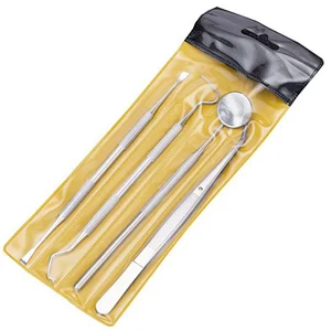 Disposable Dentist Products 4 Pack Teeth Cleaning Dental Tools Kits Stainless Steel Dental Scraper Tooth Pick Hygiene Set
