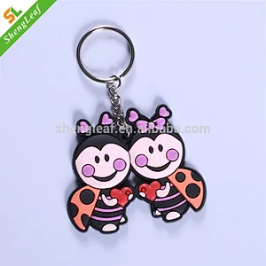 3D couple bee carton Custom soft pvc rubber cute keyrings for gifts