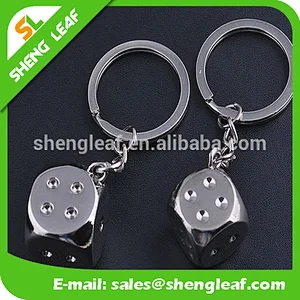 silver 3D dice design promotional products metal keychain