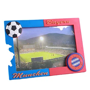 Hot sale 3d logo rubber sports photo frames , soccer club soft pvc photo frame