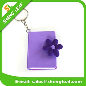 2016 hot selling flower custom souvenir memo pad mini notebook with keychain