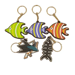 Free sample Hot sale all type of wholesale designers low price cute fish shape custom 3d soft rubber pvc keychain