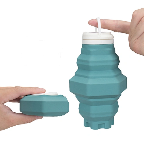 BPA Free Portable Drinking Leak Proof Travel Hiking Silicone Folding Hexagon Mug Coffee water bottle Cups lid