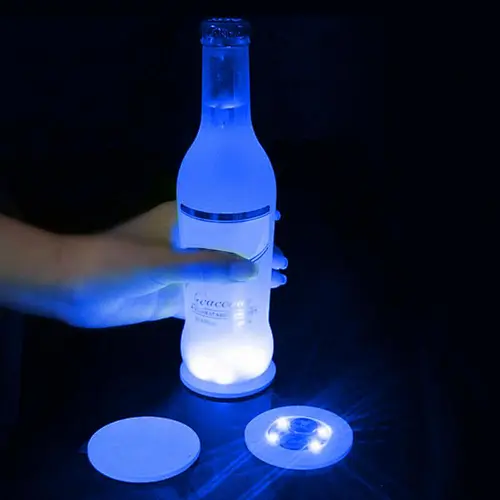 Nightclub Bar Party Vase Decor Glow Bottle glass beer cup custom acrylic led car holder light up bottle pad coaster for drinks