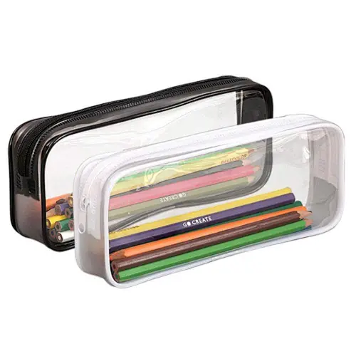 Clear Pencil Case /Transparent PVC Big Capacity Pencil Pouch/ Pen Bag Cosmetic Pouch with Zipper for School Office