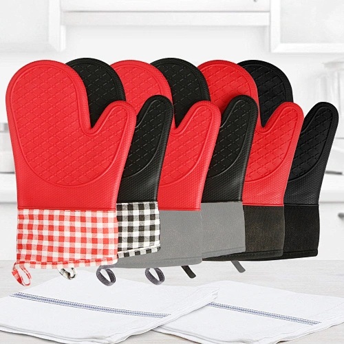 Kitchen Baking Cooking Tool Heat protective cooking Resistant  Oven Hot pads Pot Mitts Silicone insulated Microwave BBQ Gloves