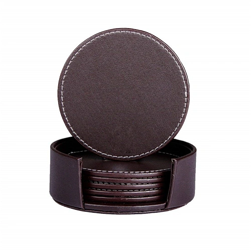 Wine bottle coaster set wholesale leather coaster set