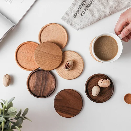 Home Table Non-slip Durable  Square Resistant Round Heat Resistant Drink Mat Coffee Cup Pad  Coffee Pad Wood Coasters