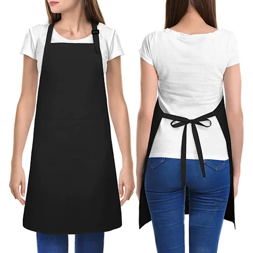 high quality Waterproof cooking apron coffee shop with custom logo pockets adjustable quality kitchen barbecue bib apron