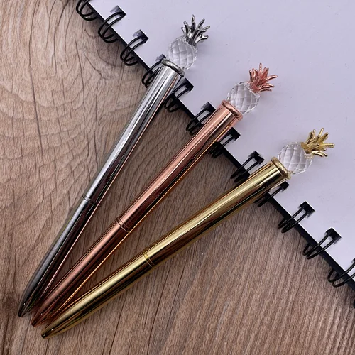 Manufacturers wholesale metal ballpoint  pineapple crystal office stationery promotional gift pen  with logo