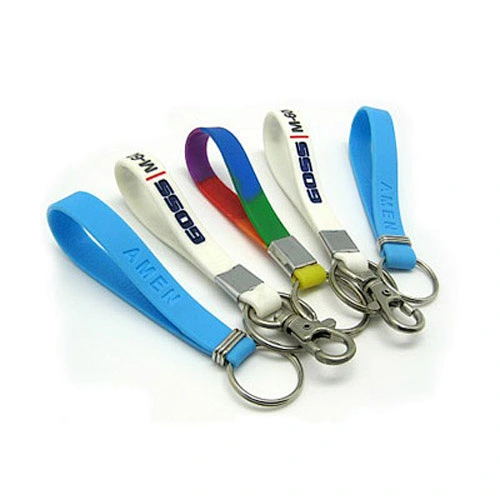 free sample custom soft rubber keychain silicone keyring wrist keychain, silicone key holder for sales with printed logo