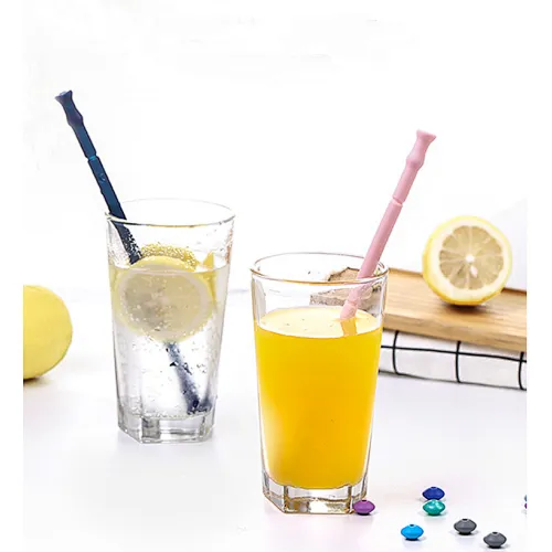 Eco Friendly Bar Accessories l Wholesale Customized Logo Color reusable water bottle silicone cups straw