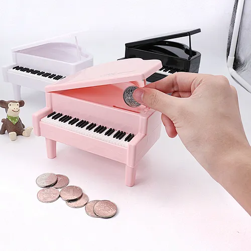 Wholesale promotional  resin Kids piggy bank  christmas and birthday gift piano money saving box gifts for kids