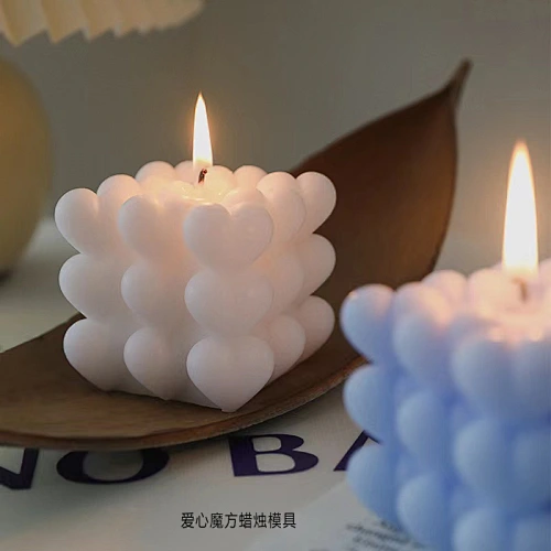 Scented Handmade Cube Aroma Wax Mold Love Heart 3D Silicone Candle Mold Heart-shaped Candle Making Chocolate Soap Resin Mold