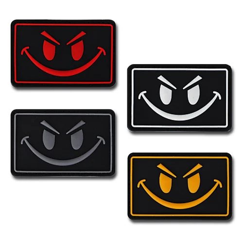 Tactical military armband Badge hook Cloth Stickers Smiley smile Face 3D PVC logo embossed custom Rubber label Velcro patches