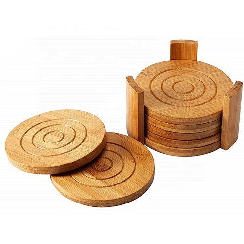 China manufacturer custom high quality blank round natural wood wooden bamboo coaster