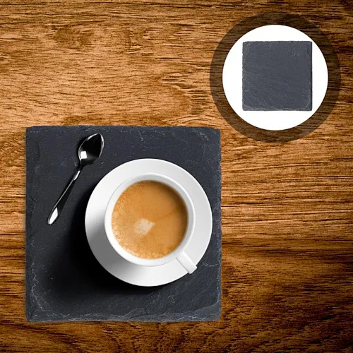 Personalized Wholesale  Good Quality Printed  Mats & Pads smooth black round slate Stone Coaster
