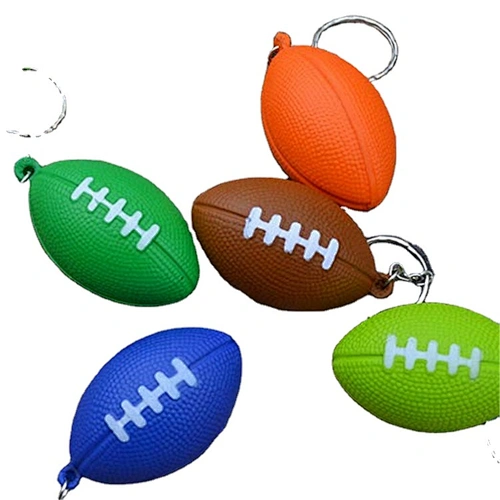new arrival high quality free sample promotional gift Direct factory mini rugby stress ball keychain with cusotm logo