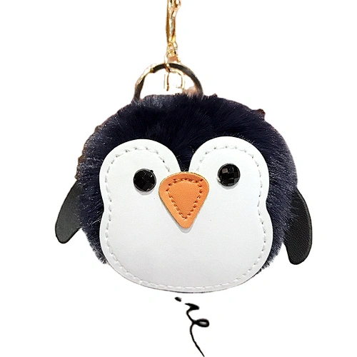 new arrival Penguin shapes pu leather car accessories charms llaveros custom electivire plush cute keychain