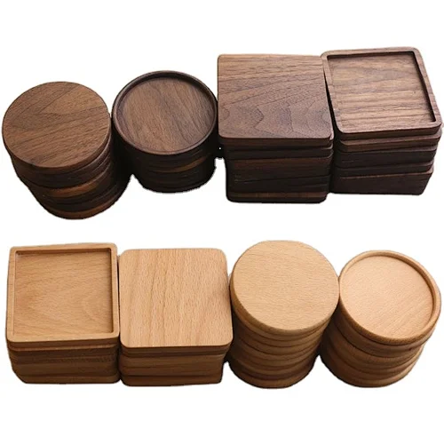 free sample new arrival hot sale us Walnut high quality tea cup Acacia wooden coaster with custom shape  for coffee cup