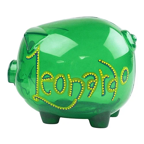 new design High Quality Green Customized Cash Gift Coins pig shape plastic Money saving Box