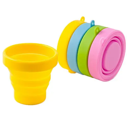 Folding Gargle  Food Grade Portable Solid Color Water Silicone coffee folding Cups For Outdoor Travel Drinkware Tools