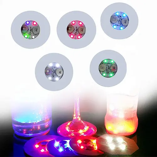 Nightclub Bar Party Vase Decor Battery Powered Bottle Light Stickers Bright Mini Glow Drink Cup LED coasters for drinks