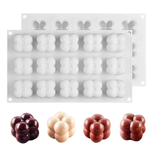 Kitchen Bakeware Candle Plaster Mould Mini 3D Cube Baking Mousse Cake epoxy resin soap Silicone Square Bubble Dessert Molds