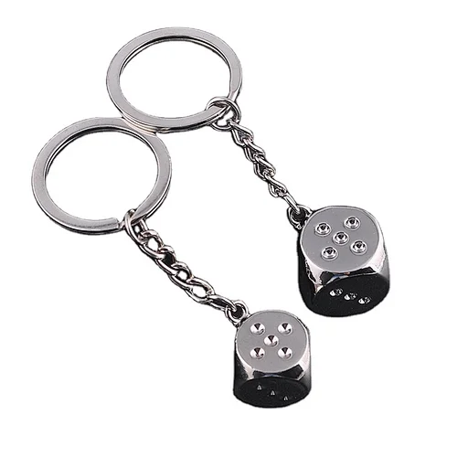 new arrival free sample silver 3D dice design promotional products metal keychain for promotional gift