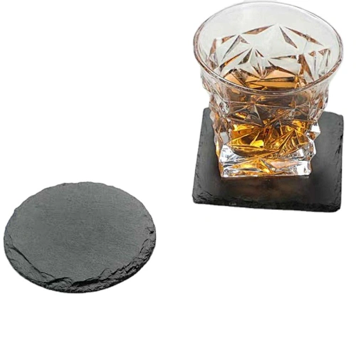 Dinner Kitchen Dish  BBQ Dessert Cake Pizza Fruit Tray Western Round Natural Steak Plates wholesale Slate Coasters for drink
