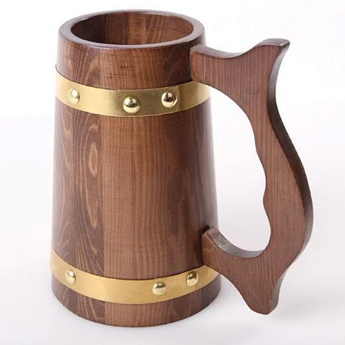 new arrival creative European style keg-shaped wooden outside inner tank stainless steel beer mug