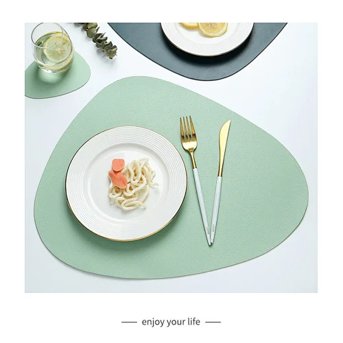 Placemat Table drying Mat Tableware Pad PU leather table Waterproof Heat Insulation Non-Slip Soft Black Washable Bowl Coaster