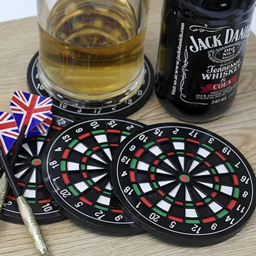 4pcs/set Table Placemats Kitchen Utensils Mug Heat-resistant Mini hard Dart Board  tea Cup holder Coaster