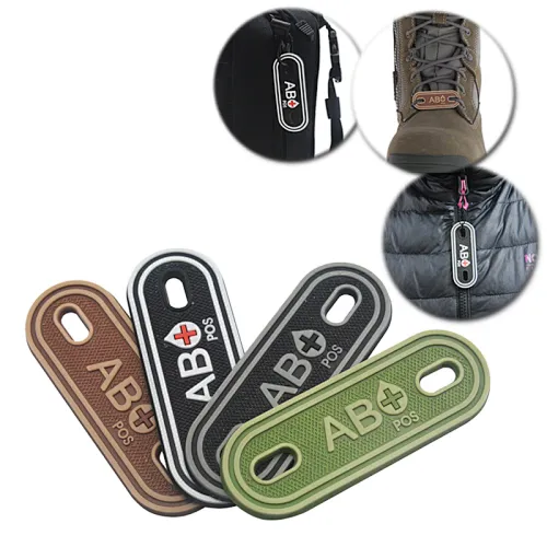 A + B + AB + O + Front Badge Tactical Package decorative Clothing Zipper Blood Type  custom PVC military Blood Type Label  Patch