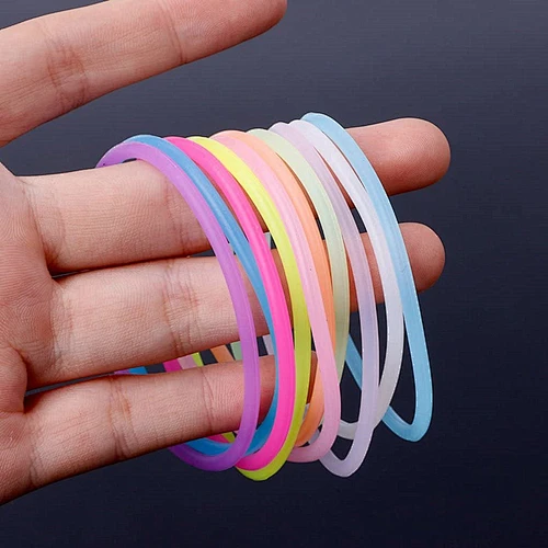 Night Glow Rubber Wristband Gifts Candy Colors Luminous Bracelet women Silicone control Elastic Hair Bands bracelet