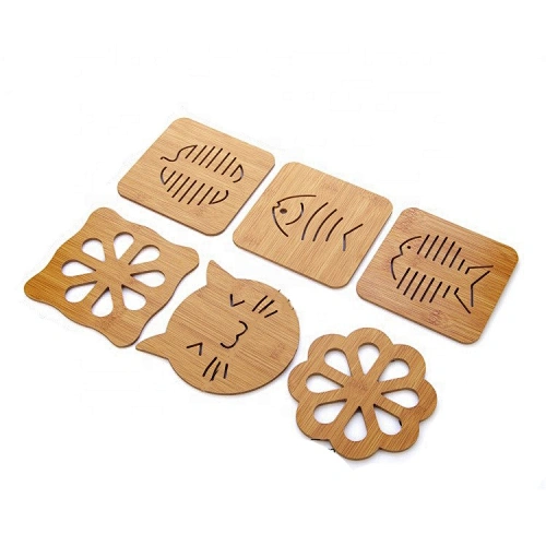 cute wood wooden cup bowel coaster one side customized mats