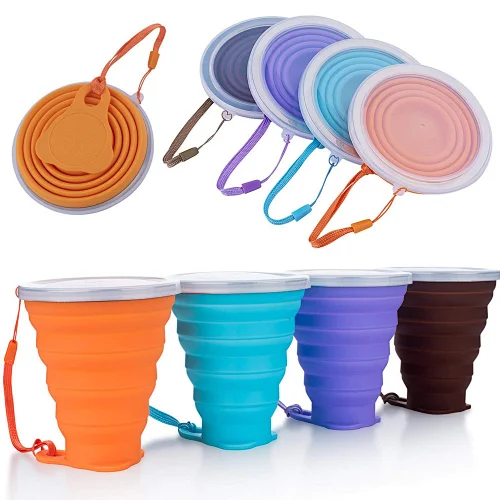270ml BPA FREE Food Grade Travel Outdoor Retractable Coloured Folding Portable Silicone Water small beautiful Coffee Hand cup