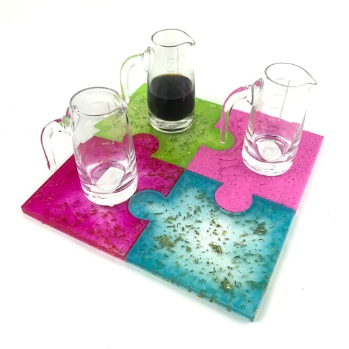 DIY Crafts Home Decorations Casting Tools UV Epoxy Resin Mold tea Cup Mat Mug Pad Puzzle Coaster set